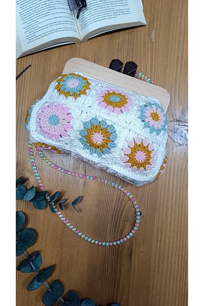 Dilek Yıldırım Hand Knitted Motif Shoulder Hand Bag