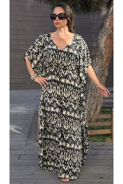 Park Moda Indian Silk Dress Tie Dye Pattern with Tassels