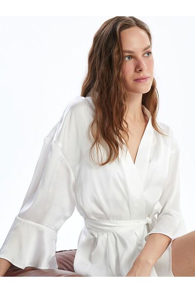 LC Waikiki Double Breasted Collar Satin Women's Dressing Gown