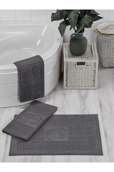 Hemmen 3 Pieces 100% Cotton Premium Anthracite Gray Foot Towel 50 X 70 Foot Towel Set