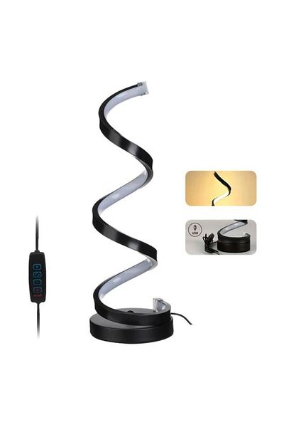 OEM LED Table Lamp Black Spiral with USB & 3 Shades Ø12 x 37 cm