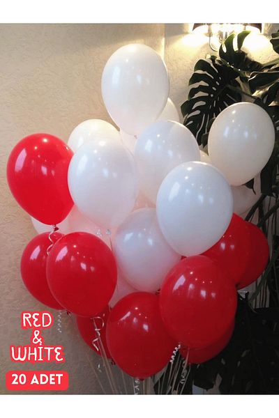 Mielibon 12 Inch Red & White Balloon Set – 20S Party & Decoration Balloons