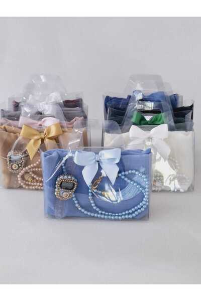 hira tasarım Stone Headscarf Zikirmatik Pearl Glass Prayer Beads Gift, Dowry Bride's Bouquet Flamed Headscarf Set 1Pc