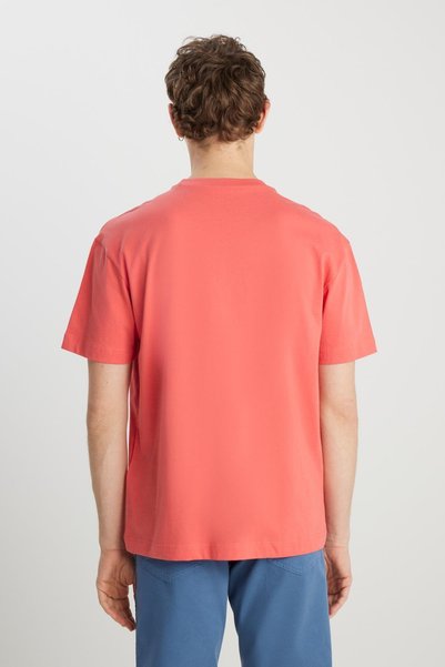 WRANGLER Tricou portocaliu, 100% bumbac, cu croială normală, cu decolteu rotund