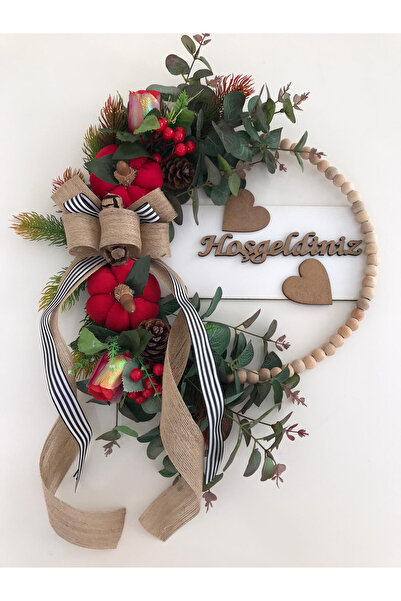 Zelis Design Ahşap Boncuklu Kozalaklı Kabaklı Kokinalı Okilaptüs Kapı Süsü