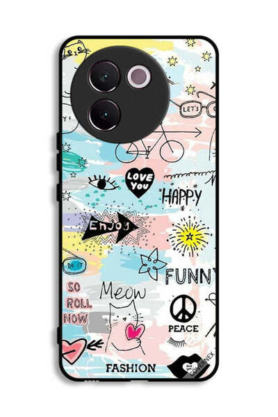Covernex غطاء حماية Vivo V30e 5G بتصميم Doodle Meow Enjoy