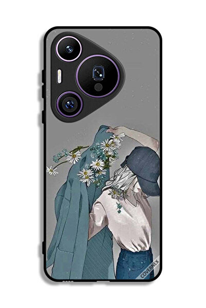 Covernex غطاء حماية لهاتف هواوي بيورا 70 برو، رسم فتاة ترتدي معطفًا
