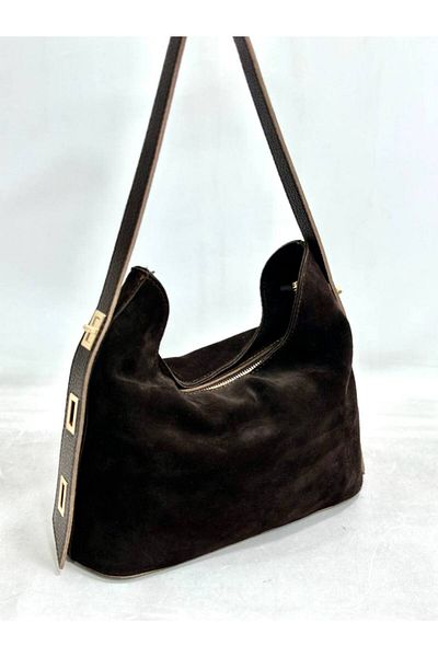 My Easy Shop Women's Bag Genuine Suede Shoulder Bag Adjustable Strap
