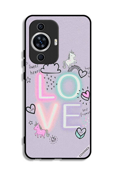 Covernex غطاء حماية لهاتف هواوي نوفا 12 لايت بتصميم قلب جميل ووحيد القرن