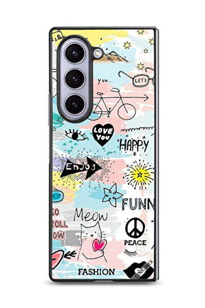 Covernex غطاء حماية لهاتف Samsung Galaxy Z Fold6 بتصميم Doodle Meow Enjoy