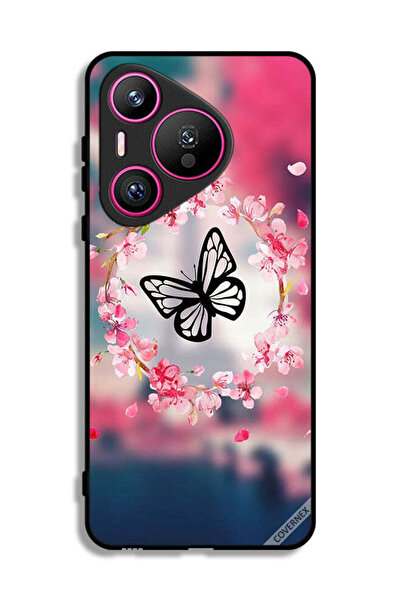 Covernex غطاء حماية لهاتف هواوي بيورا 70 بتصميم فراشة وحلقة زهور