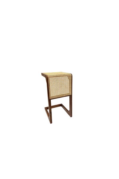 DEC17 Single rattan serving table with wood