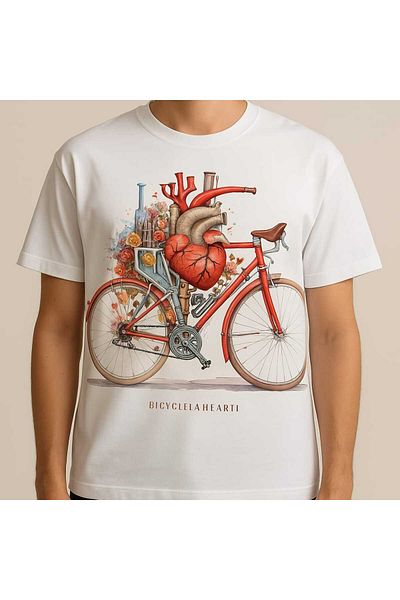 Sende Yakala Bicycle Heart Printed Oversize Thisirt