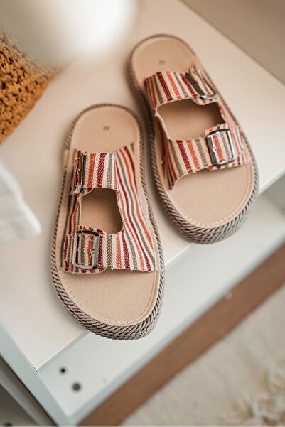 by selvi Lukka Shoes Francesco Multicolored Double Buckle Handmade Natural Straw Men's Slippers