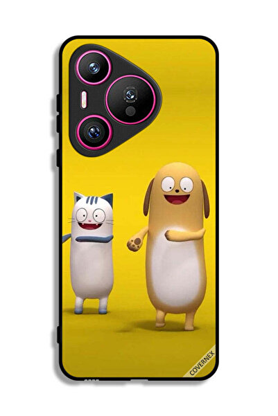 Covernex غطاء حماية لهاتف هواوي بيورا 70 بتصميم قصة القط والكلب