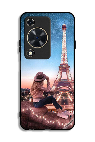 Covernex غطاء حماية لهاتف هواوي إنجوي 70 بتصميم فتاة القبعة وبرج إيفل