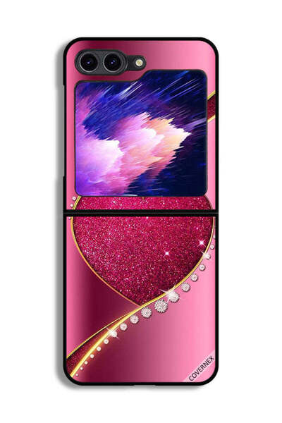 Covernex غطاء حماية لهاتف Samsung Galaxy Z Flip6 بتصميم قلب لامع من الألماس