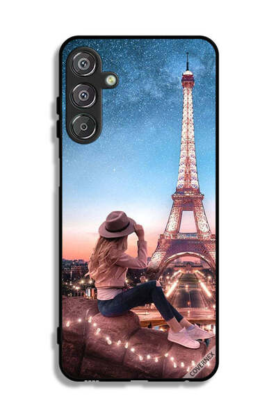 Covernex غطاء حماية لهاتف سامسونج جالاكسي F15 5G بتصميم فتاة القبعة وبرج إيفل