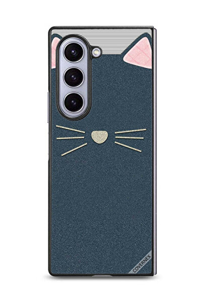 Covernex غطاء حماية لهاتف Samsung Galaxy Z Fold6 بنمط جلدي على شكل قطة