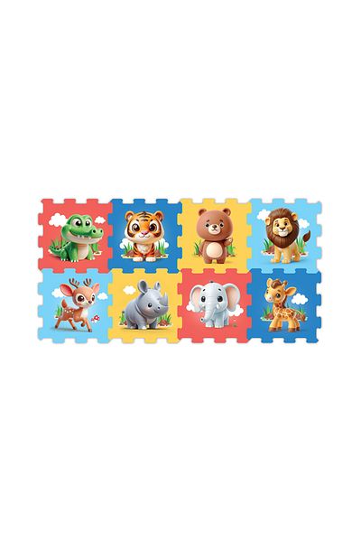 LUDIRO LUDIRO Children's Puzzle Carpet, 8 Pieces with Wild Animals 30x30 Cm, EVA Foam Play Mat