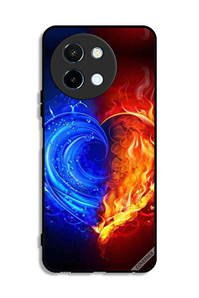Covernex غطاء حماية لهاتف Vivo Y38 5G بخلفية قلب النار والماء