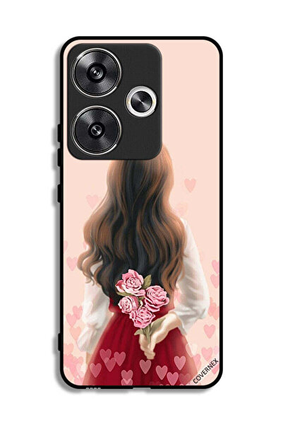 Covernex غطاء حماية لهاتف Xiaomi Poco F6 5G بنقشة فتاة تخفي زهورًا