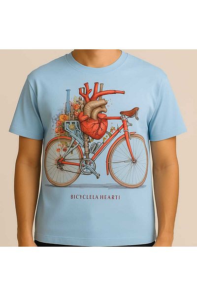 Sende Yakala Bicycle Heart Printed Oversize Thisirt