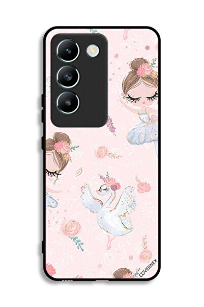 Covernex غطاء حماية لهاتف فيفو V30 لايت 4G بطبعة فتاة وزهور