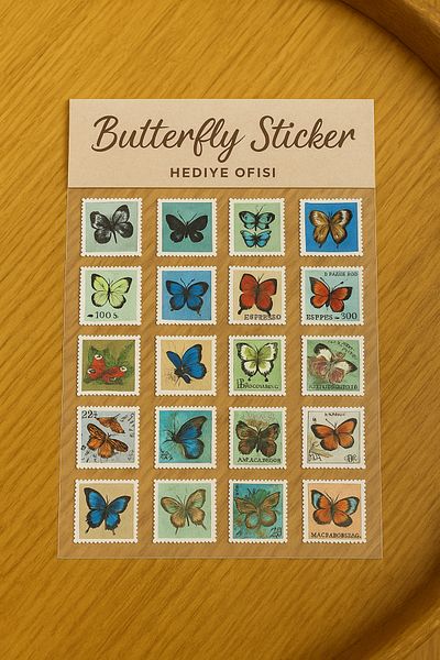 hediyeofisi 8' Butterfly Vintage Themed Sticker Set Bullet Journal Agenda Notebook Sticker