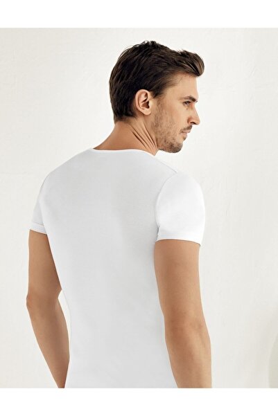 Şahinler Men's Short Sleeve V-Neck Lycra 6-Piece Single Jersey Undershirt