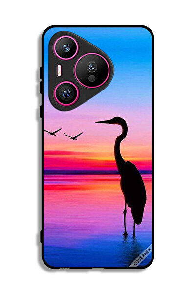 Covernex غطاء حماية لهاتف هواوي بيورا 70 بطبعة شوك وطيور
