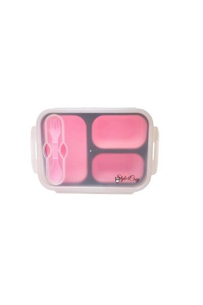 Style4Cosy Foldable Silicone Lunchbox With Clip&close System, 24 Cm, Pink