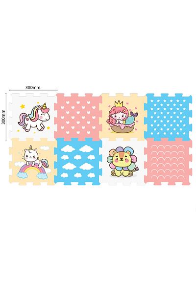 LUDIRO LUDIRO Children's Puzzle Carpet, 8 Pieces Unicorns 30x30 Cm, EVA Foam Play Mat, Non-Slip,