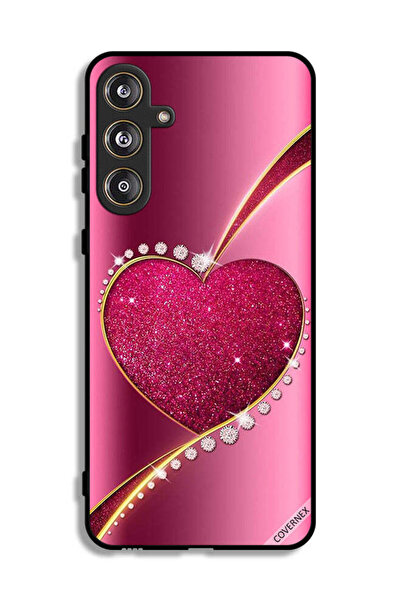 Covernex غطاء حماية لهاتف سامسونج جالاكسي M55 5G بتصميم قلب لامع من الألماس