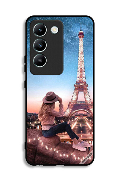 Covernex غطاء حماية لهاتف Vivo V30 Lite 4G بتصميم فتاة القبعة وبرج إيفل
