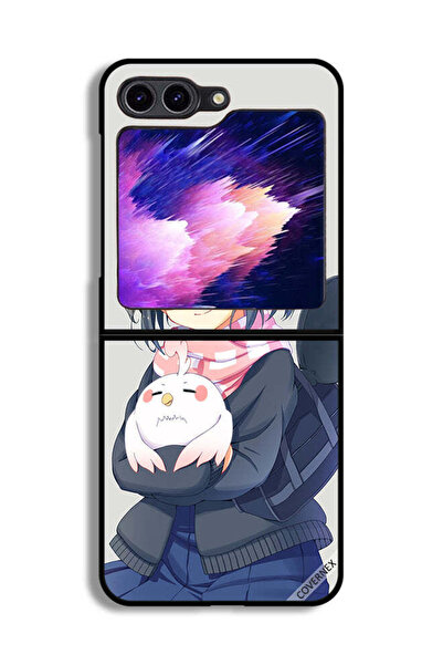 Covernex غطاء حماية لهاتف Samsung Galaxy Z Flip6 بتصميم فتاة تحمل حيوانًا أليفًا