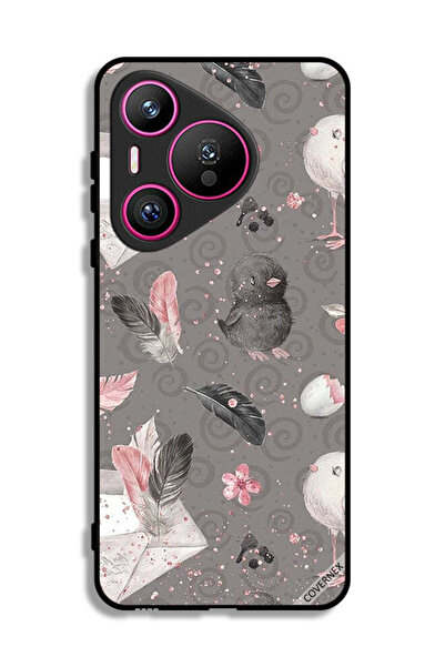 Covernex غطاء حماية لهاتف هواوي بيورا 70 بنقشة ريش وفراخ