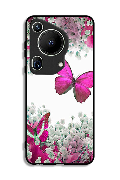 Covernex غطاء حماية لهاتف هواوي بيورا 70 ألترا برسومات فراشات جميلة وورود صغيرة