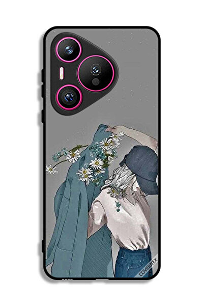 Covernex غطاء حماية لهاتف هواوي بيورا 70 بتصميم فتاة ترتدي معطفًا