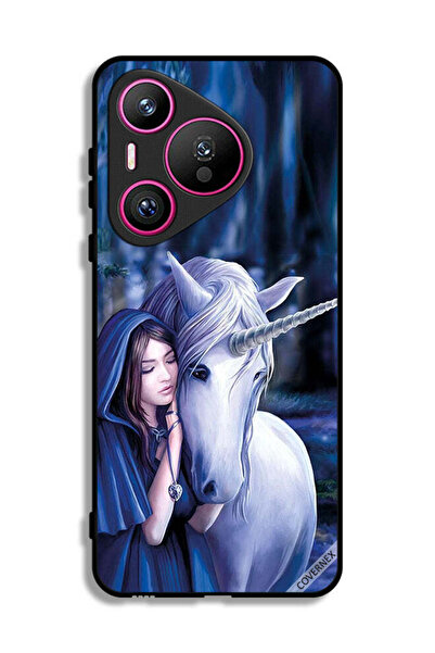 Covernex غطاء حماية لهاتف هواوي بيورا 70 بتصميم فتاة وحيد القرن