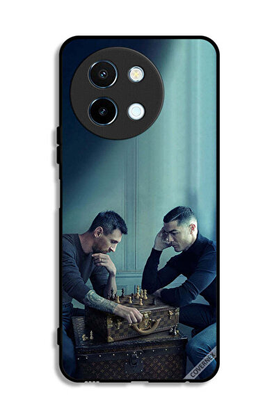 Covernex غطاء حماية لهاتف Vivo Y38 5G بتصميم ميسي ضد رونالدو يلعبان الشطرنج