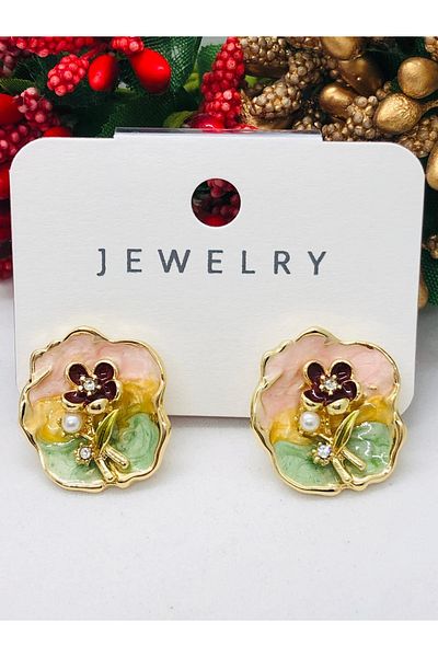 İnDerin Women's Earrings Vintage Special Design Gold Detailed Earrings