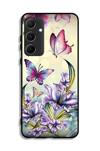 Covernex غطاء حماية لهاتف سامسونج جالاكسي A55 5G بنقشة زهور أرجوانية وفراشات