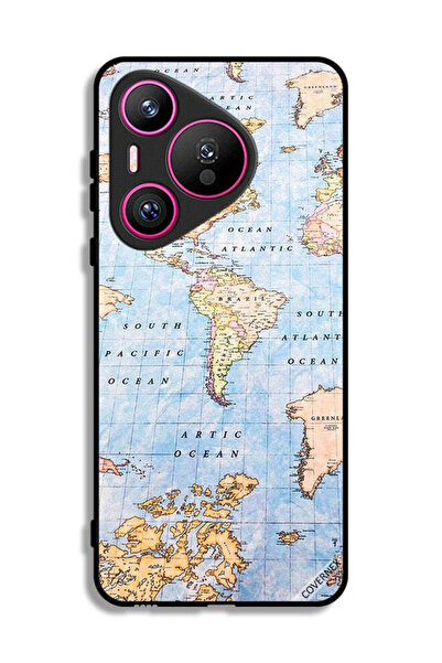 Covernex غطاء حماية لهاتف هواوي بيورا 70 مع خريطة العالم