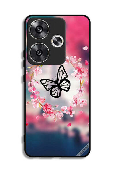 Covernex غطاء حماية لهاتف شاومي ريدمي توربو 3 5G بتصميم فراشة وحلقات زهور