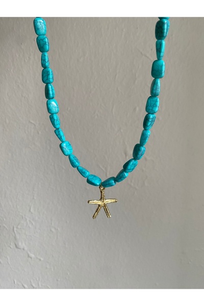 Fiamoss Starfish Detailed Bead Necklace - Summer Necklace - Beach Necklace - Daily Necklace