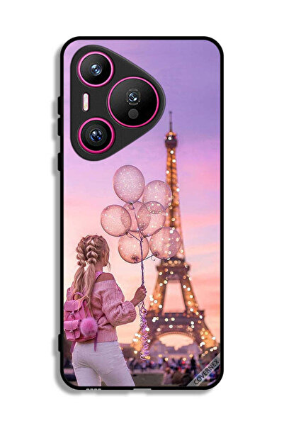 Covernex غطاء حماية لهاتف هواوي بيورا 70 بطبعة فتاة تحمل بالونات