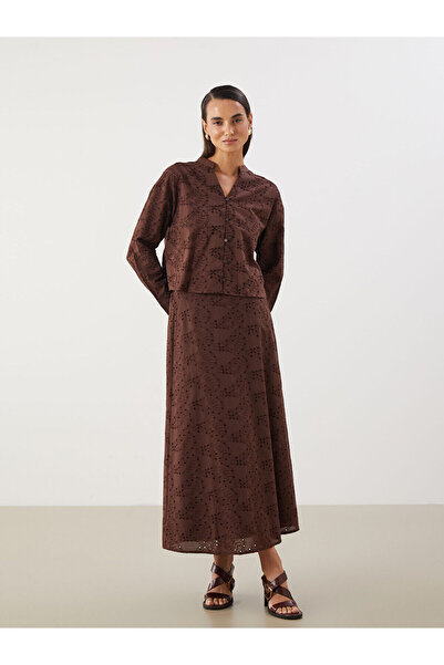 LC Waikiki Peak New Season Elastic Waist Skirt Lace-Like Knit Embroidered