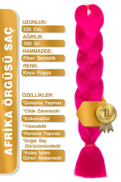 TAM TARZ Fiber Synthetic Hair for African Braid Rasta and Box Braid - Dark Fuchsia