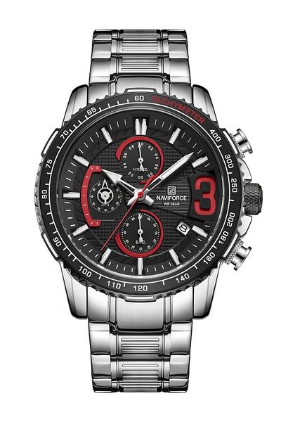 Naviforce Luxury Chronograph Wrist Watch for Men with Stainless Steel Strap Water Resistant Multi-Function